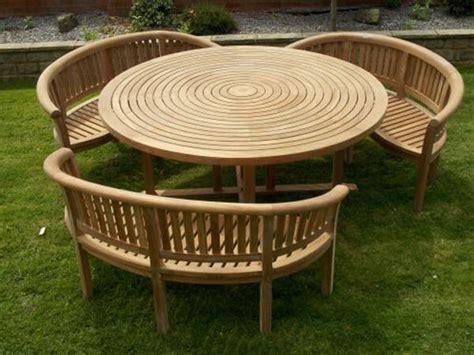 Round Wood Patio Table With Benches - Patio Ideas