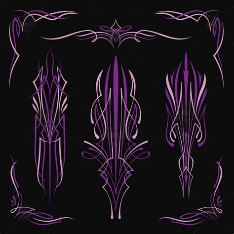 Set Purple Pinstriping Svg Pinstriping Vintage Art Old School Etsy