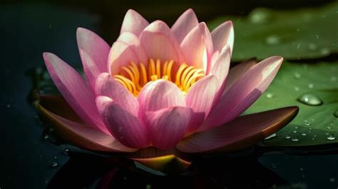 Premium AI Image | A pink water lily in a pond