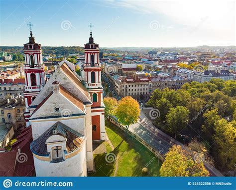 Beautiful Vilnius City Panorama In Autumn With Orange And Yellow