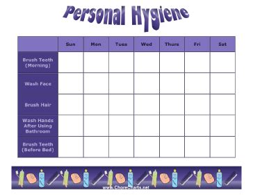 Printable Hygiene Chart