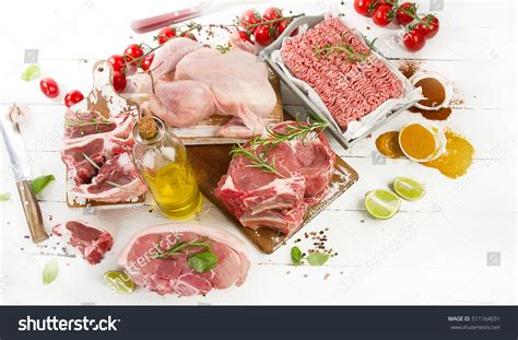 Different Types Raw Meat Fresh Vegetables Stock Photo (Edit Now) 511164031