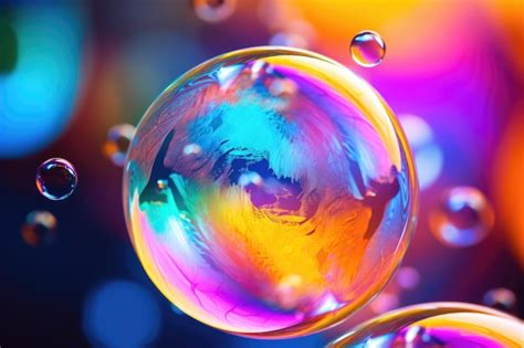 Premium Photo Macro Photography Reveals Iridescent Soap Bubble