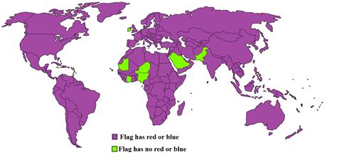 Countries Whose Flags Contain Red and/or Blue - Brilliant Maps