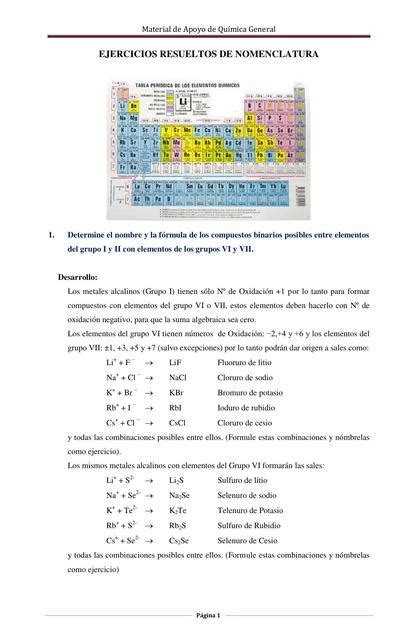 Ejercicios Resueltos Nomenclatura Inorg Nica Yamil Patzi Udocz