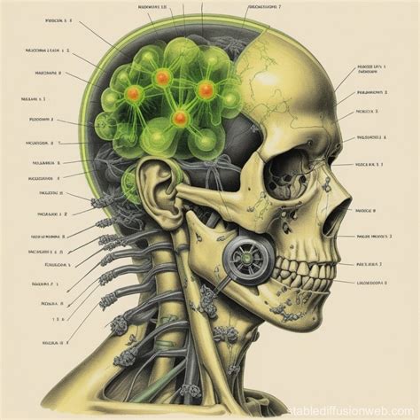 Anatomical Drawing Of The Head With Nuclear Radiation Poisoning Prompts