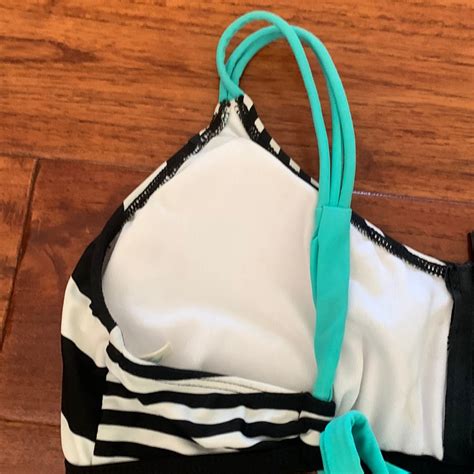 Hobie Retro S Inspired Bikini Black White Teal Siz Gem