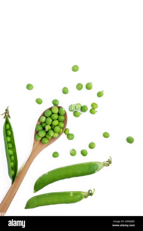 Fresh Green Peas With Pod Isolated On White Background Healthy Green