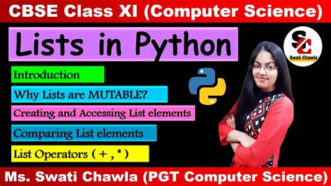 List In Python Class 11 List Operators List Manipulation Cbse Class 11 Computer Science