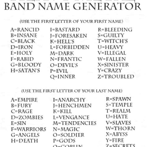 Band Name Generator | Funny name generator, Funny names, Name generator