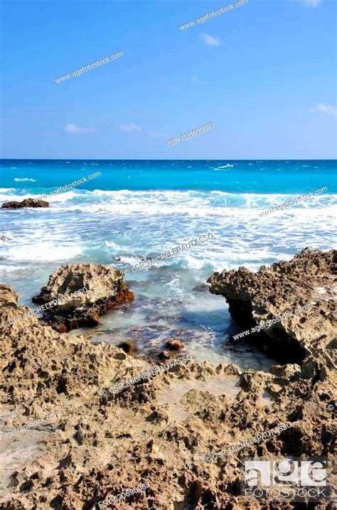 the beautiful sea turquoise of cancun beach in mexico, Stock Photo ...