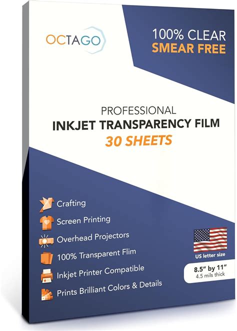 Amazon Octago Inkjet Transparency Paper 100 Clear For Printers