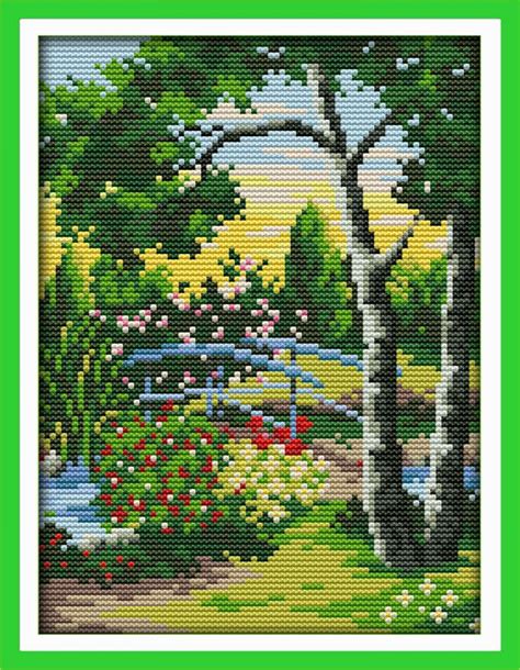 Corner Of The Park Scenic Needlework DMC Cross Stitch Sets Embroidery