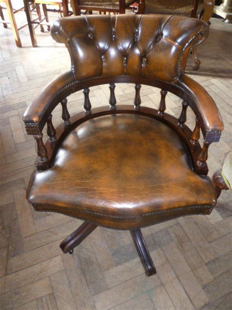 Antiques Atlas Deep Buttoned Leather Swivel Chair