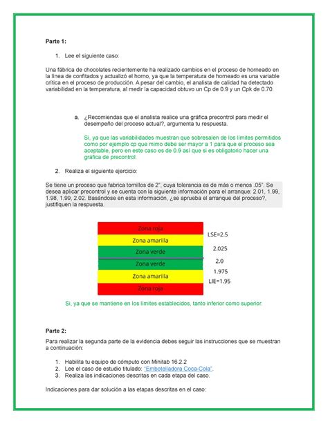 Evidencia 1 Control Estadistico De Calidad Parte 1 Lee El Siguiente