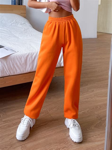 Solid Elastic Waist Sweatpants