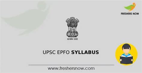 Upsc Epfo Syllabus 2025 And Exam Pattern Pdf Download