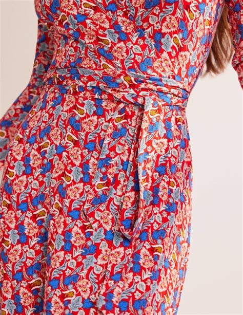 Nina Jersey Midi Dress Hot Pepper Tulip Bloom Boden US