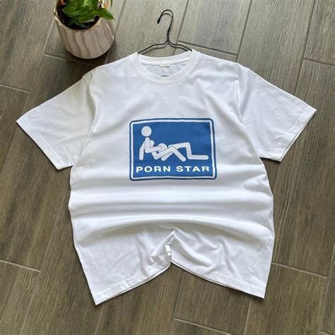 Porn Star Y2k Baggy White T Shirt Size M Length Depop