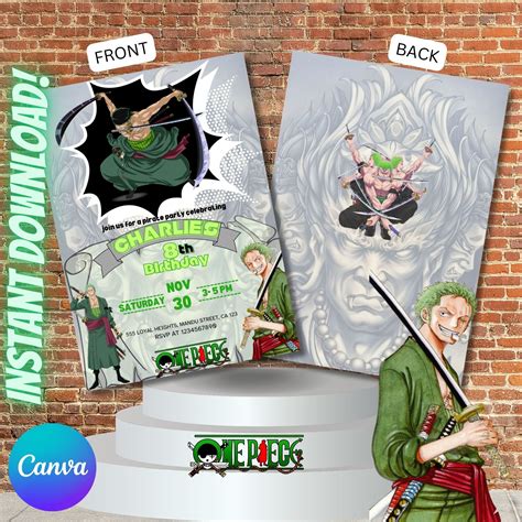 Roronoa Zoro Pirate Party Invitation Templates Printable Pirate