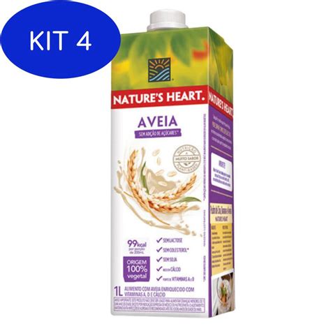 Kit 4 Leite Vegetal Aveia Natures Heart Caixa De 1l Submarino