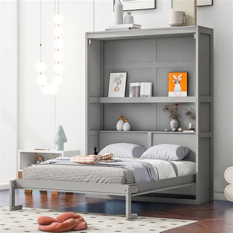 Buy Full Size Murphy Bed Wall Bed With Shelves Full Bed Frame Space