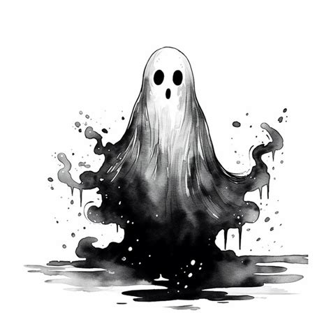 Premium Ai Image Halloween Ghost Line Art