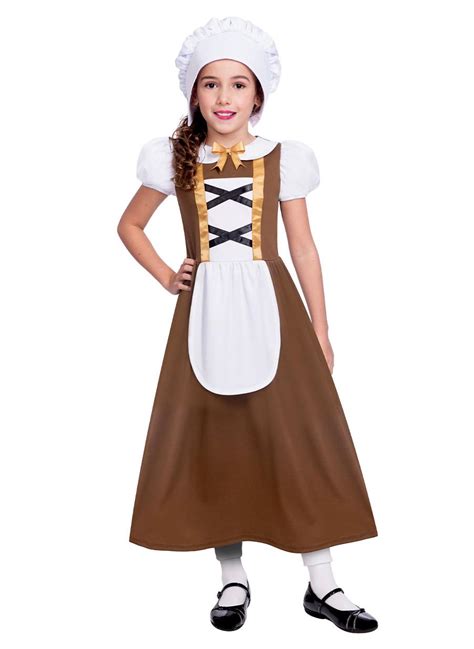 Kids Tudor Girl Costume Brown