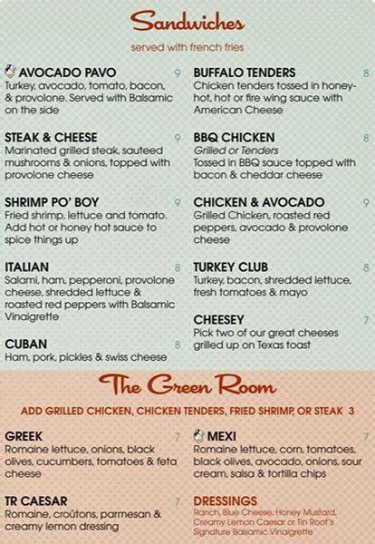 Menu at Tin Roof pub & bar, Lexington