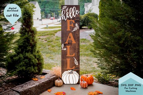 Hello Fall Vertical Porch Sign SVG Illustration Par Lettershapes