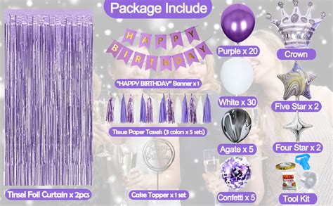 Katbuu Purple Birthday Party Decorations Happy Birthday