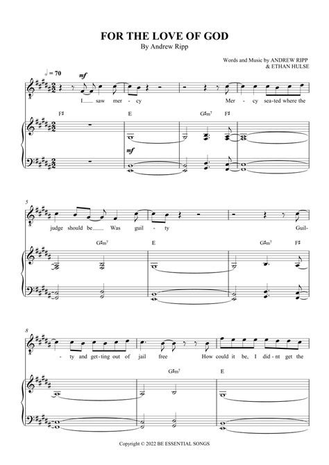 For The Love Of God Arr Scmusic By Andrew Ripp Sheet Music For Piano