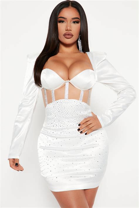 Put A Ring On It Satin Mini Dress White Fashion Nova Dresses