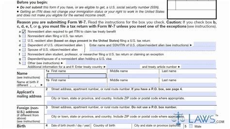 Learn How To Fill The Form W Application For Irs Individual Taxpayer