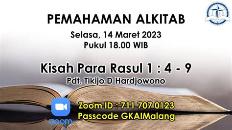 Pemahaman Alkitab Online GKA Immanuel Malang Selasa 14 Maret 2023