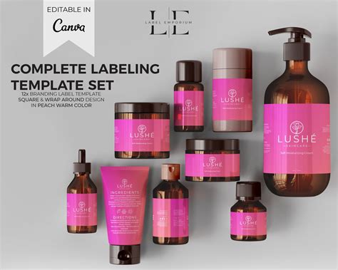 Customizable Skincare Label Template Printable Cosmetic Labels Gradient