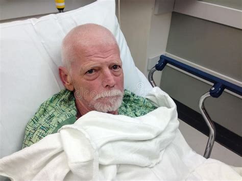 Male Senior Hospital Patient In Hospital Bed Stock Image Image Of