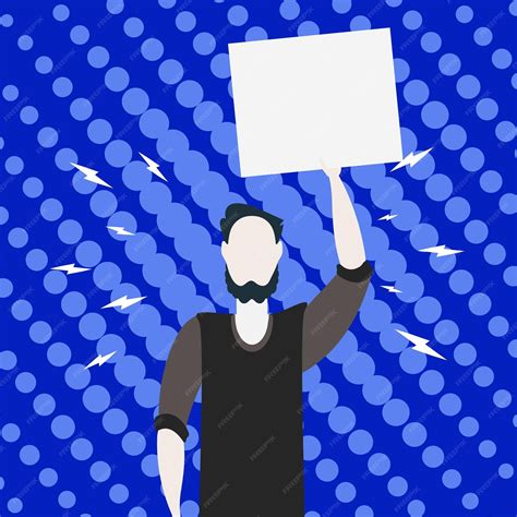 Premium Vector | A man is protesting with banners in his hands the