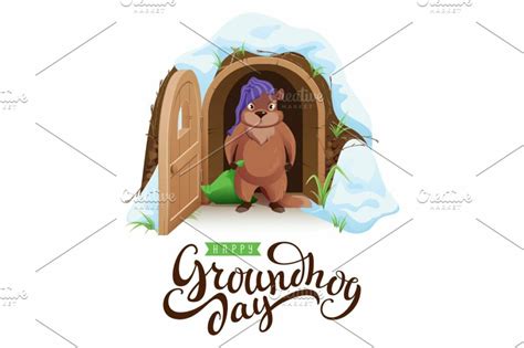 Groundhog Day Set Vector Cartoon – MasterBundles