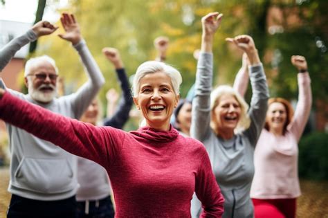 Premium Photo A Group Of Older Adults Participating In A Fitness