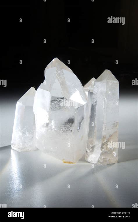 Different Sizes Of Transparent Quartz Crystal Together Stock Photo Alamy