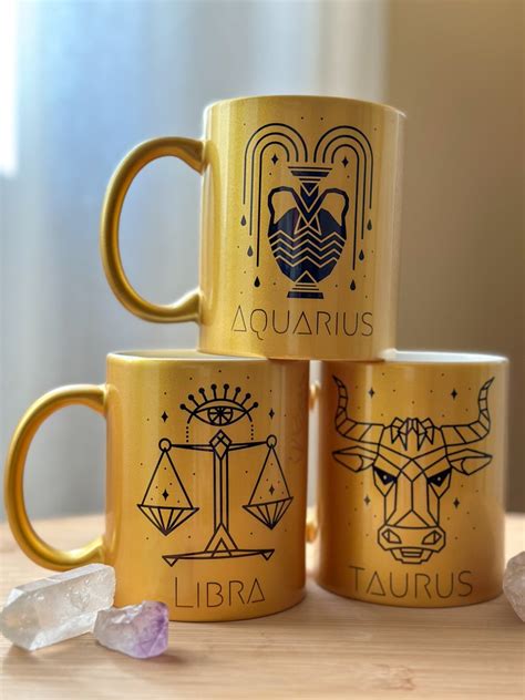 Virgo Coffee Mug W Surprise Crystal Inside Oz Gold Mug Zodiac Mug