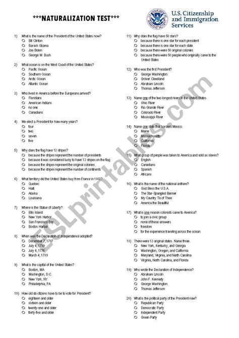 Citizenship Exam Questions And Answers 100 Citizenship Quest