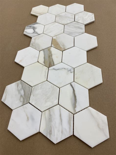 Calacatta Gold Marble 4 Inch Hexagon Mosaic Tile Honed Calacatta Gold