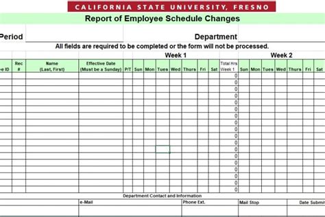 Availability Schedule Template Excel