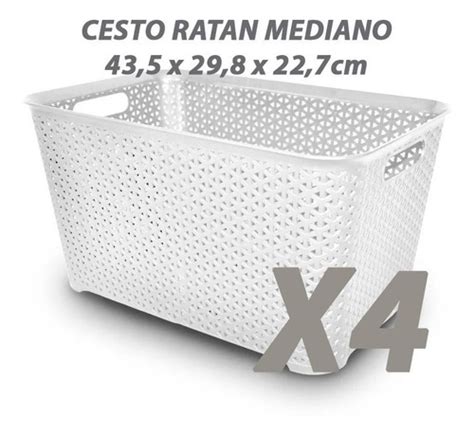 Canastos Organizador Plastico Rattan Cesto Mediano X Colombraro La