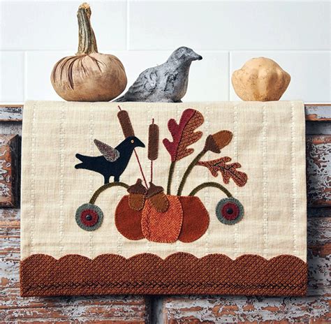 Fall Wool Applique Table Runner Pattern Autumn Pumpkin And Etsy