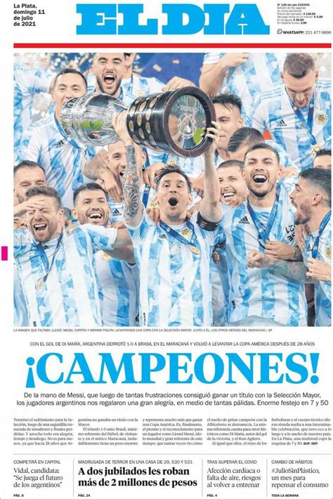 Argentina Campeón Las Tapas De Los Diarios De Argentina Y Brasil