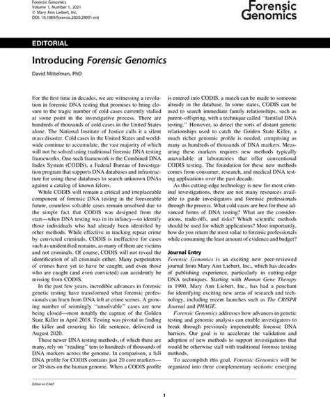 Introducing Forensic Genomics Forensic Genomics