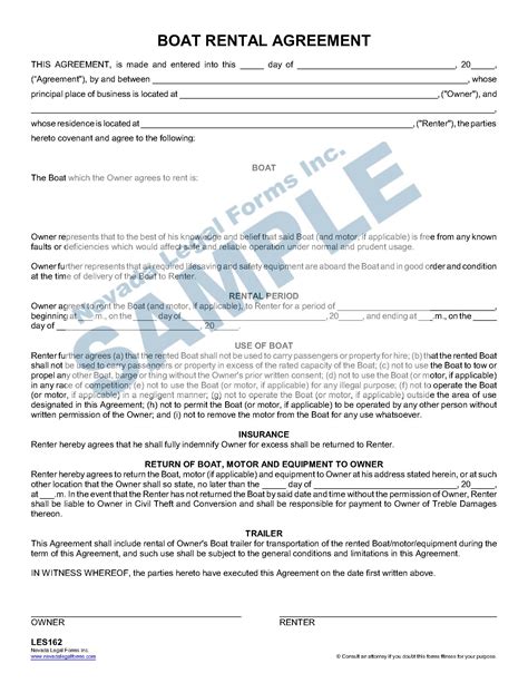 Boat Rental Agreement Template